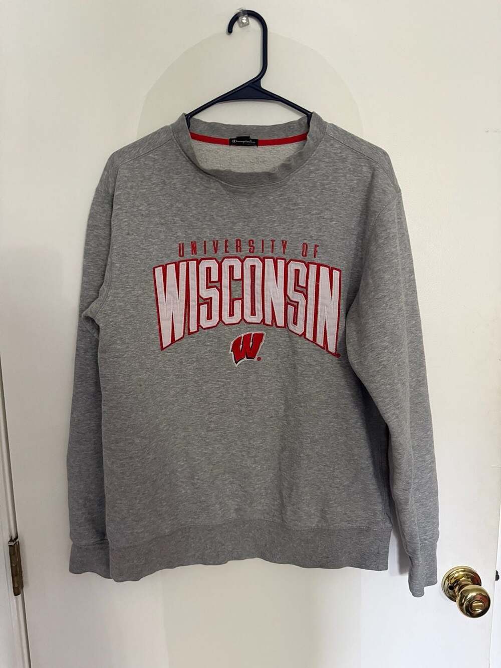 Champion University of Wisconsin Badgers Grey Crewneck Sweatshirt